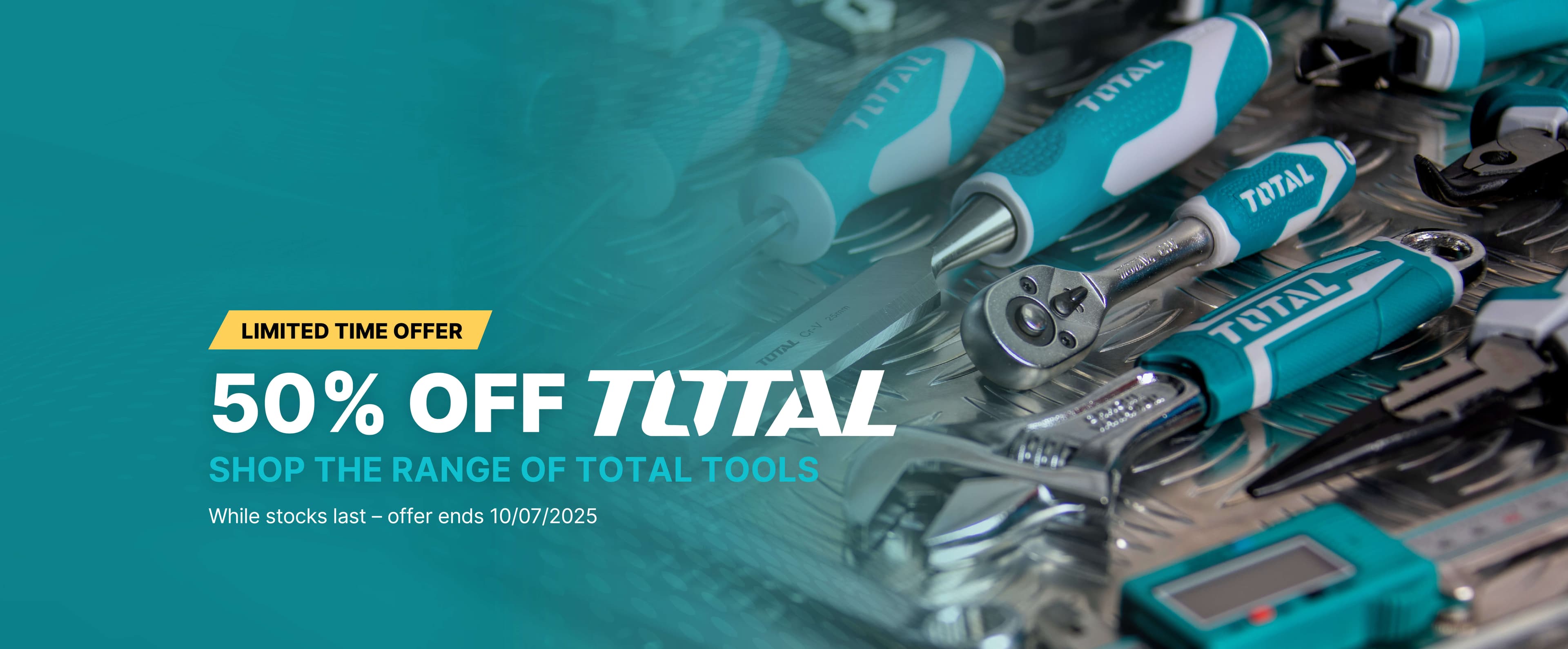 Total Tools 50% promotion banner